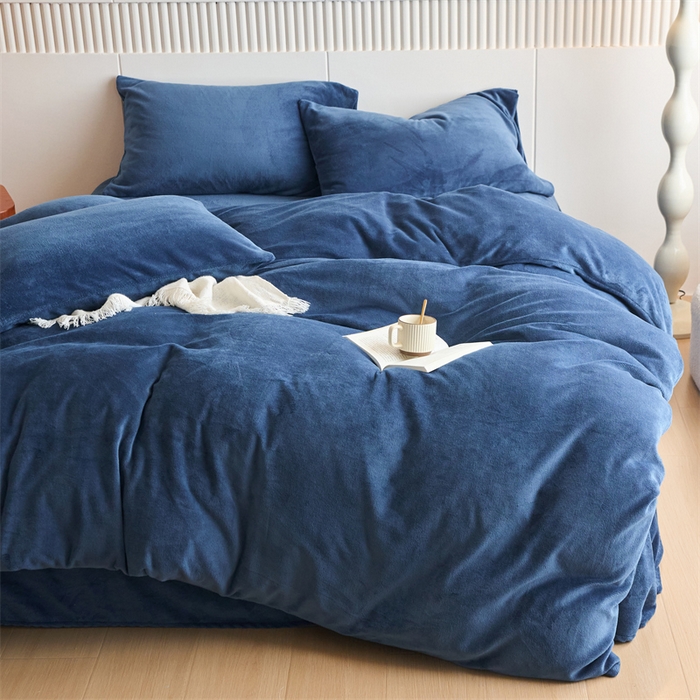 91家纺网 家纺一手货源 找家纺 （总）乐居家纺 2025新款200克重纯色单面绒牛奶绒四件套