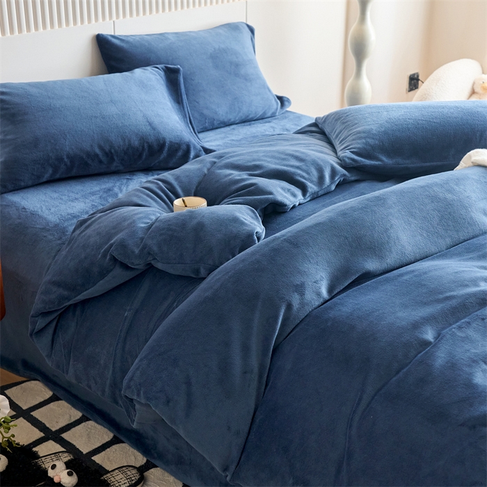 91家纺网 家纺一手货源 找家纺 （总）乐居家纺 2025新款200克重纯色单面绒牛奶绒四件套