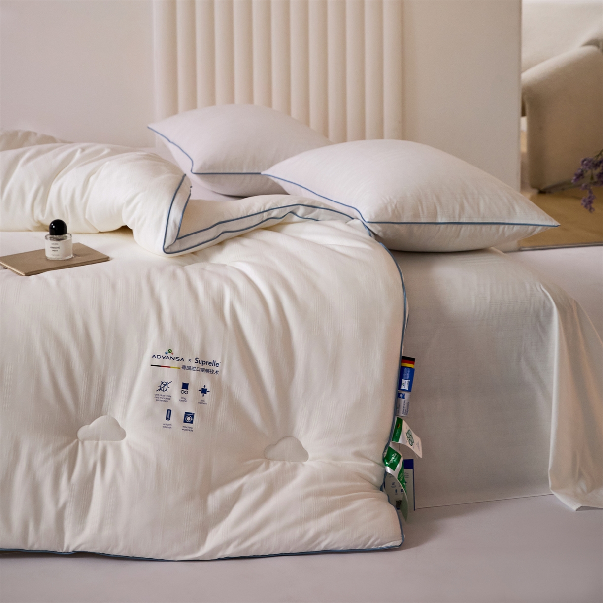 91家纺网 家纺一手货源 找家纺 （总）头等舱 2025新款全棉A类提花德国ADVANSA抗菌 防螨 零致敏秋冬被（空镜图）