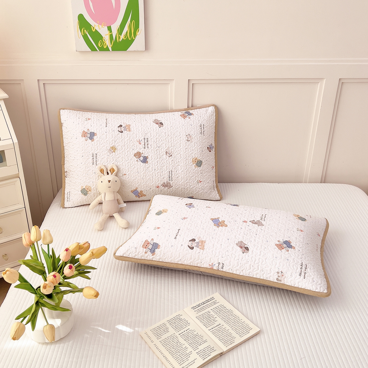 91家纺网 家纺一手货源 找家纺 （总）拾小柒 2025年新款全棉双层纱枕套夹棉隔脏污防口水头油枕头套