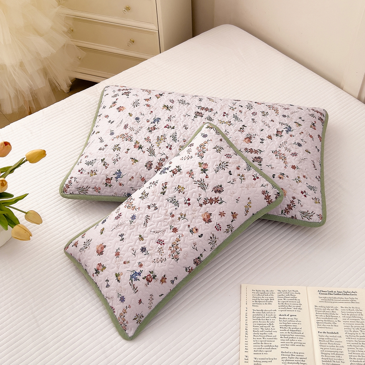 91家纺网 家纺一手货源 找家纺 （总）拾小柒 2025年新款全棉双层纱枕套夹棉隔脏污防口水头油枕头套