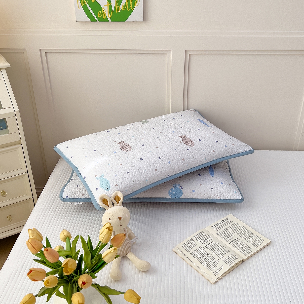 91家纺网 家纺一手货源 找家纺 拾小柒 2025年新款全棉双层纱枕套夹棉隔脏污防口水头油枕头套 鲤安