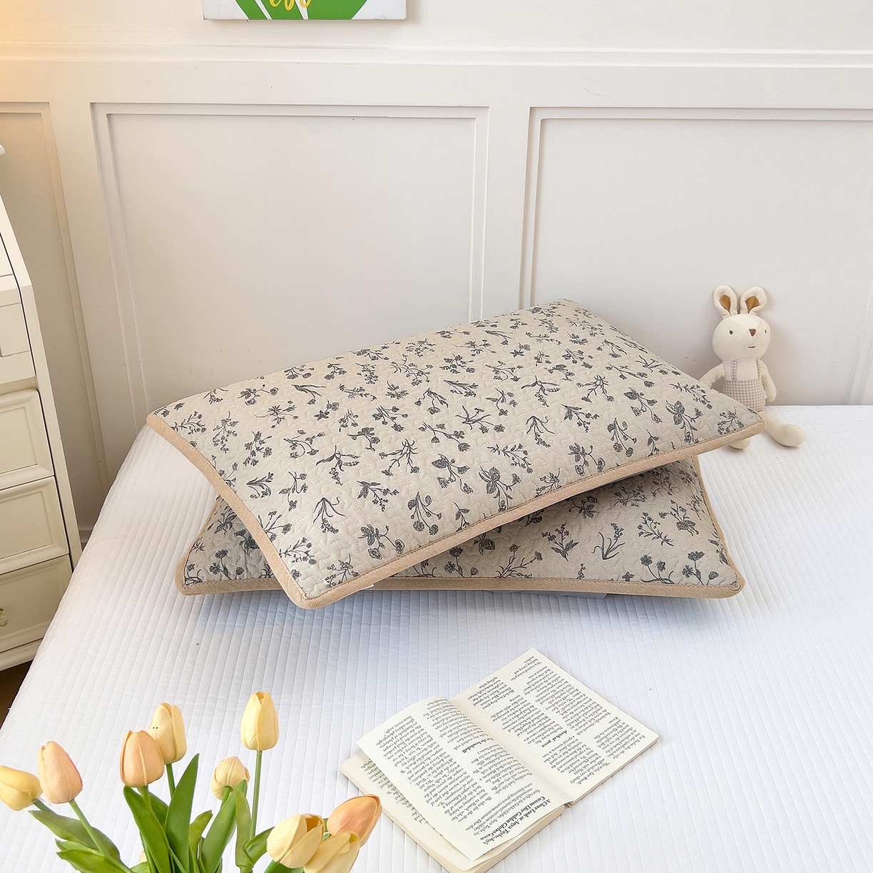 91家纺网 家纺一手货源 找家纺 拾小柒 2025年新款全棉双层纱枕套夹棉隔脏污防口水头油枕头套 山野小咖