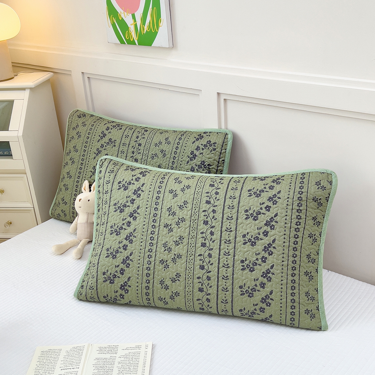 91家纺网 家纺一手货源 找家纺 拾小柒 2025年新款全棉双层纱枕套夹棉隔脏污防口水头油枕头套 爱丽丝花园