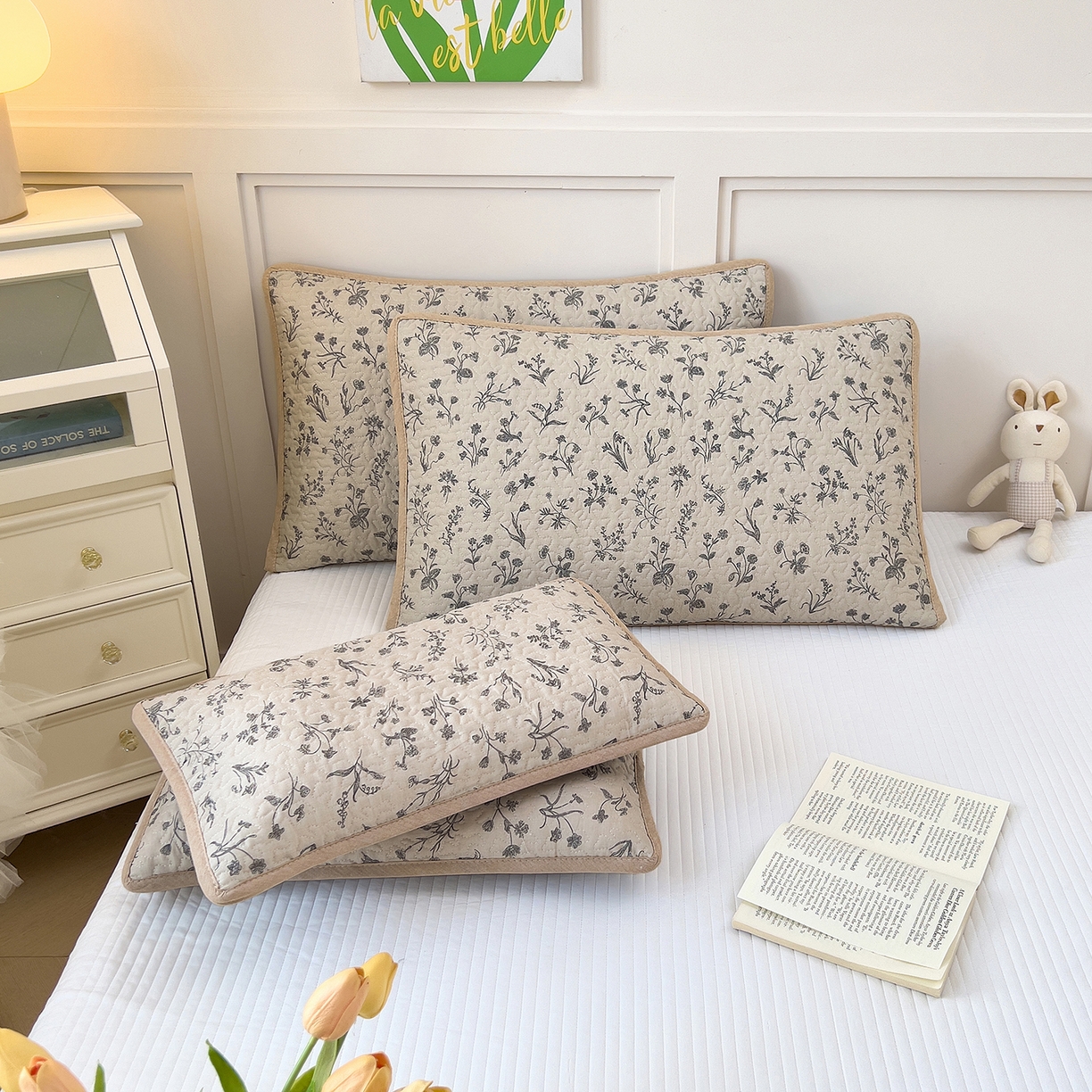 91家纺网 家纺一手货源 找家纺 拾小柒 2025年新款全棉双层纱枕套夹棉隔脏污防口水头油枕头套 山野小咖