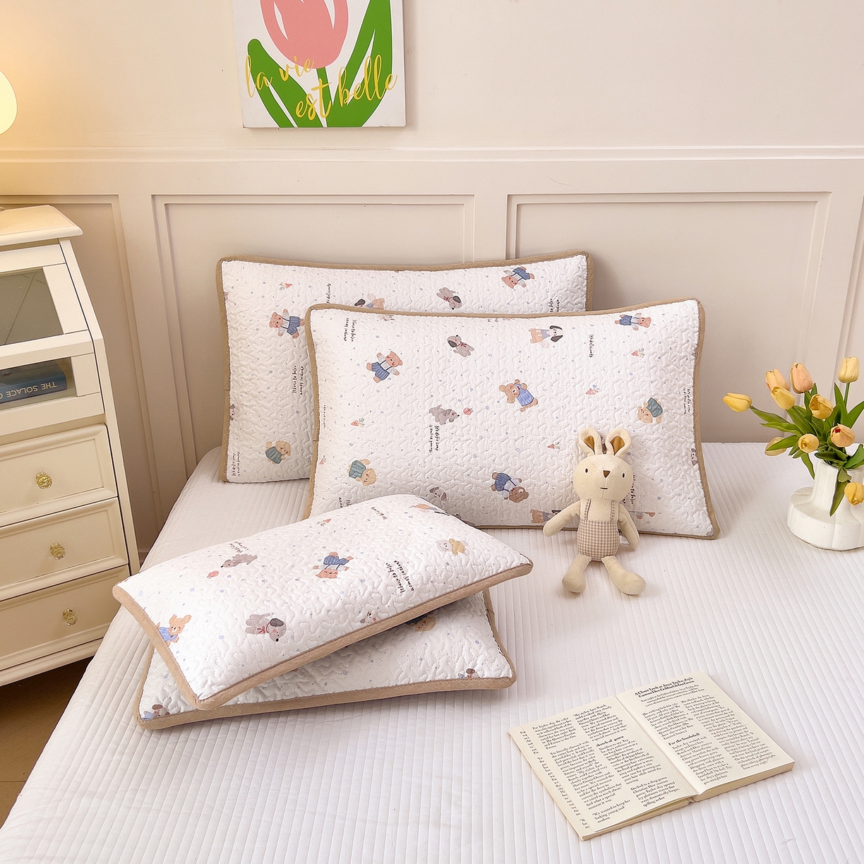 91家纺网 家纺一手货源 找家纺 （总）拾小柒 2025年新款全棉双层纱枕套夹棉隔脏污防口水头油枕头套