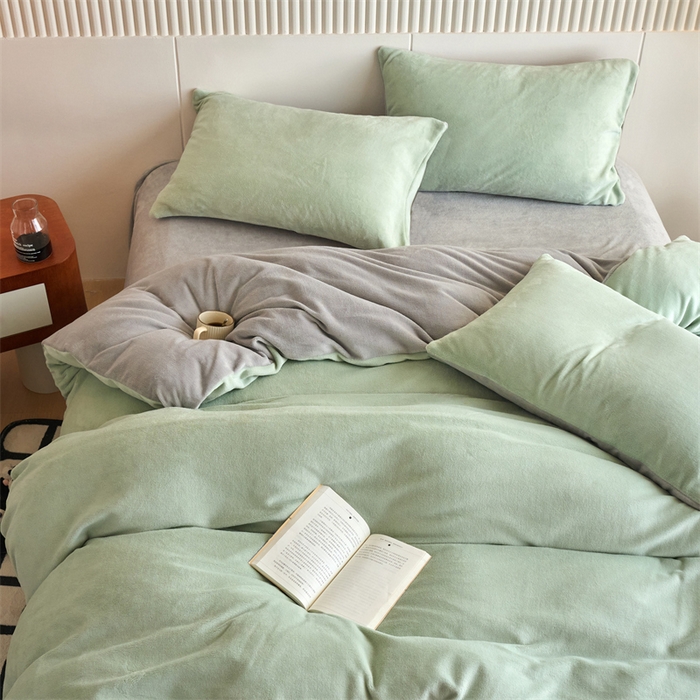 91家纺网 家纺一手货源 找家纺 （总）乐居家纺 2025新款200克重纯色单面绒牛奶绒四件套