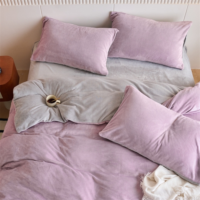 91家纺网 家纺一手货源 找家纺 （总）乐居家纺 2025新款200克重纯色单面绒牛奶绒四件套