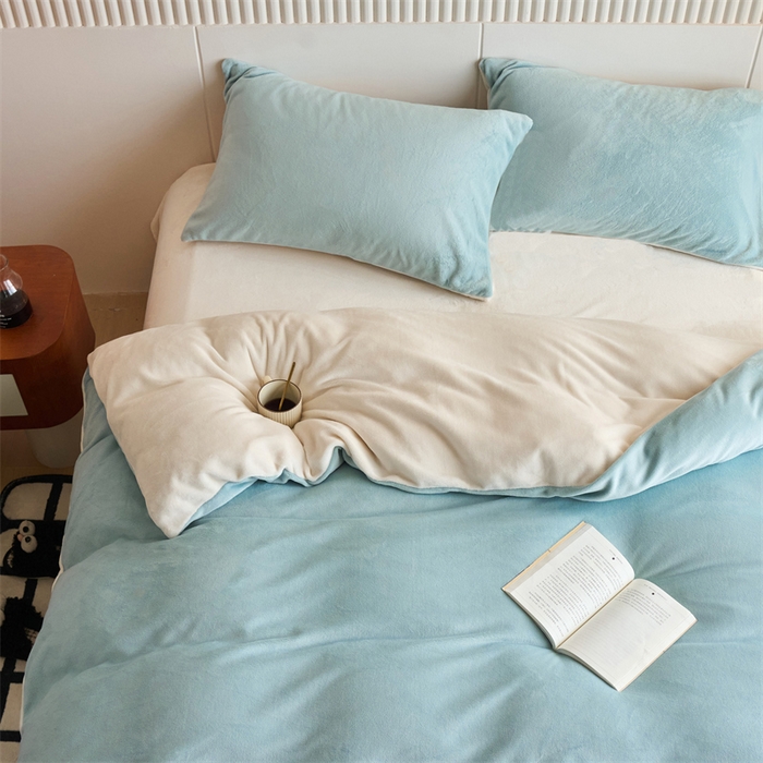 91家纺网 家纺一手货源 找家纺 （总）乐居家纺 2025新款200克重纯色单面绒牛奶绒四件套