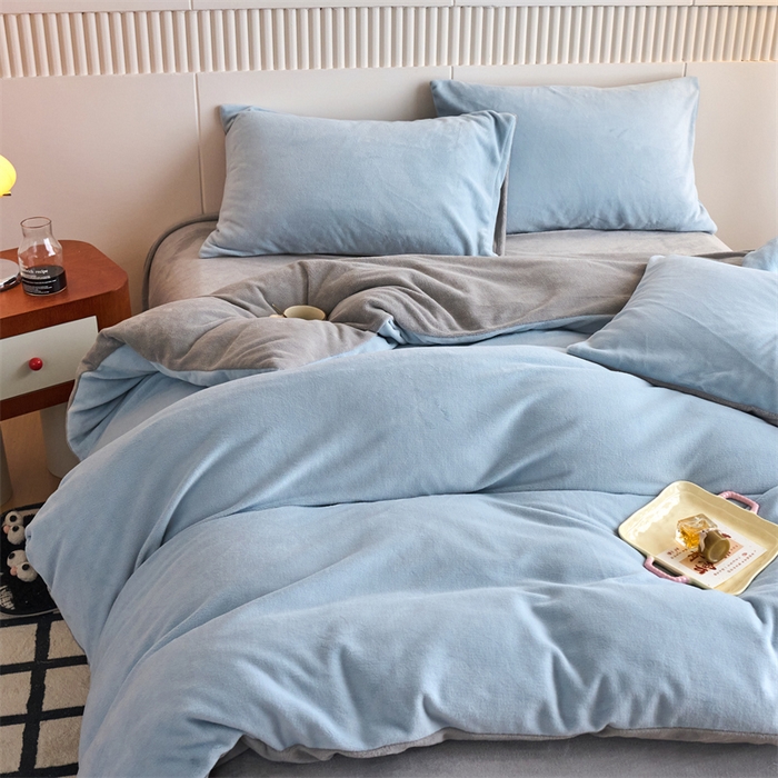 91家纺网 家纺一手货源 找家纺 （总）乐居家纺 2025新款200克重纯色单面绒牛奶绒四件套