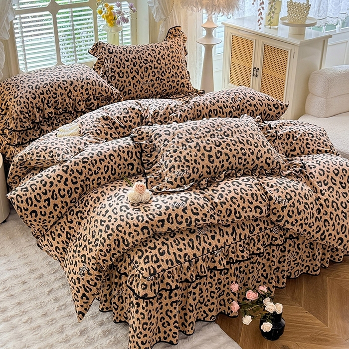 91家纺网 家纺一手货源 找家纺 （总）优家居 2025新品水洗棉夹棉床裙四件套韩版糯糯棉水洗皱皱纱床罩被套直播爆款