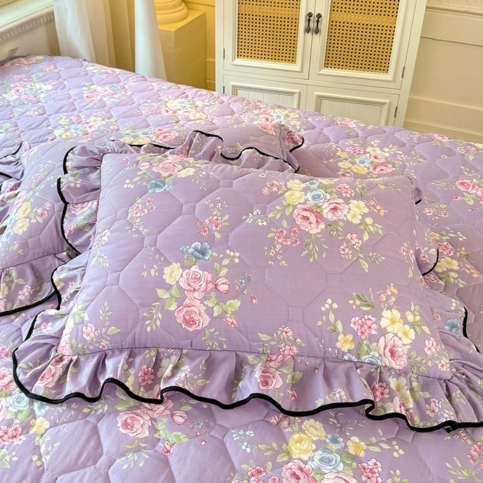 91家纺网 家纺一手货源 找家纺 优家居 2025新品水洗棉夹棉床裙四件套韩版糯糯棉水洗皱皱纱床罩被套直播爆款 秘园絮语