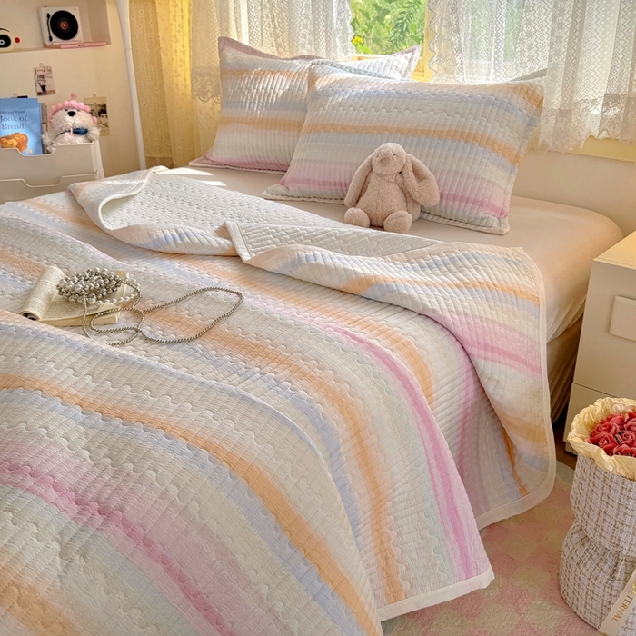 优兰朵 2025新款夹棉印花包边单床盖 床盖单件 包边床盖-彩漾