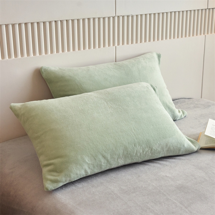 91家纺网 家纺一手货源 找家纺 乐居家纺 2025新款200克重纯色单面绒牛奶绒四件套 淡彩绿+绅士灰