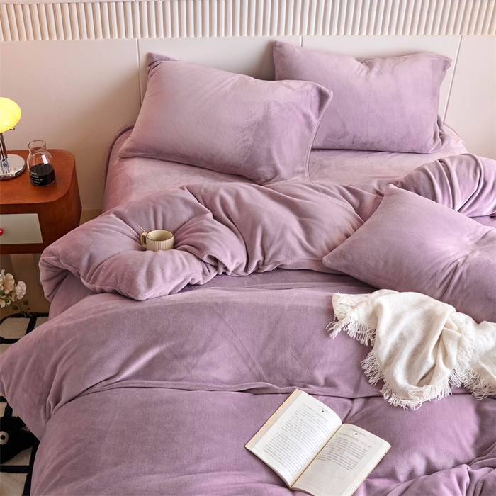 乐居家纺 2025新款200克重纯色单面绒牛奶绒四件套 罗兰紫