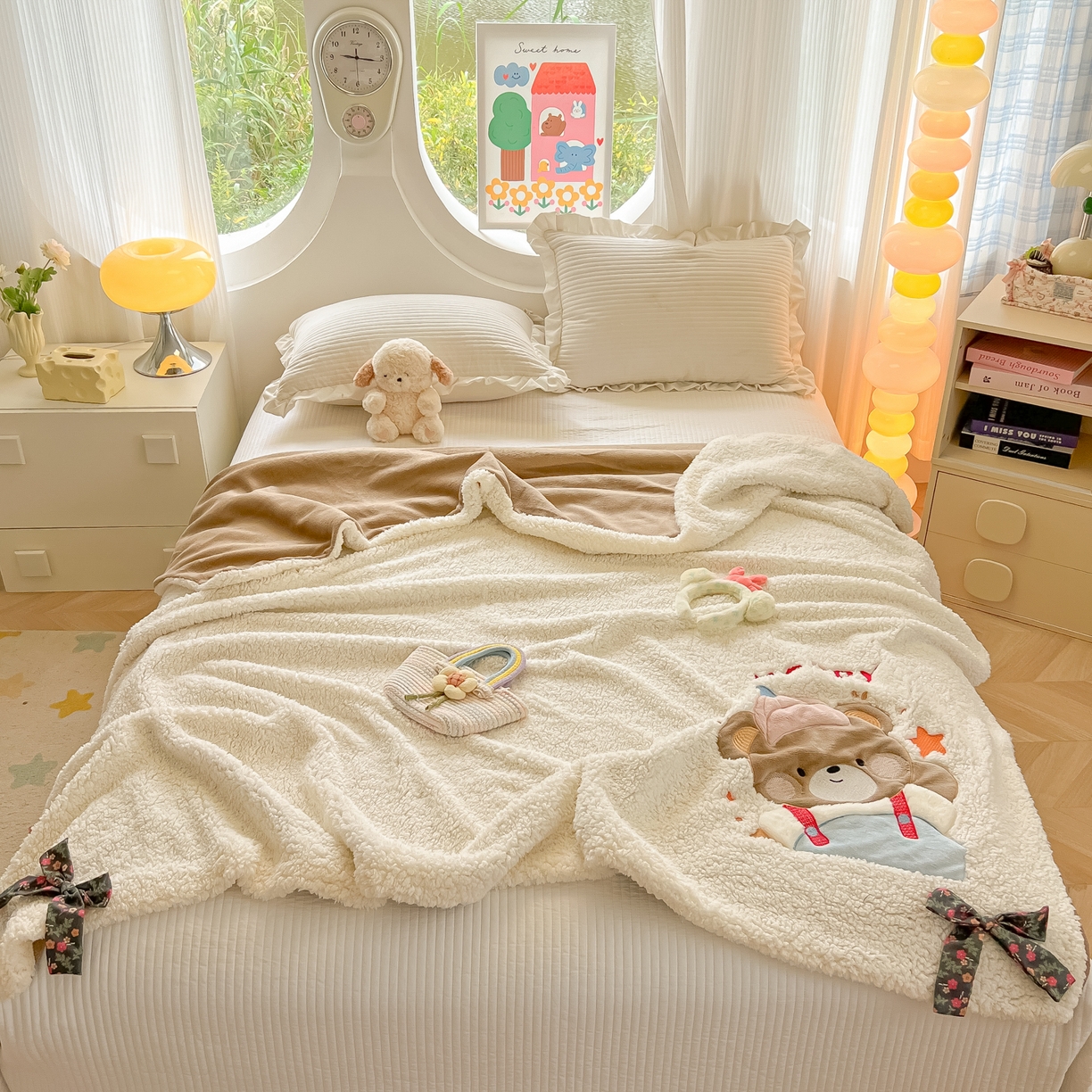 91家纺网 家纺一手货源 找家纺 （总）子钦家纺 2025新款羊羔绒牛奶绒卡通贴布绣多功能盖毯单被套（第二波）