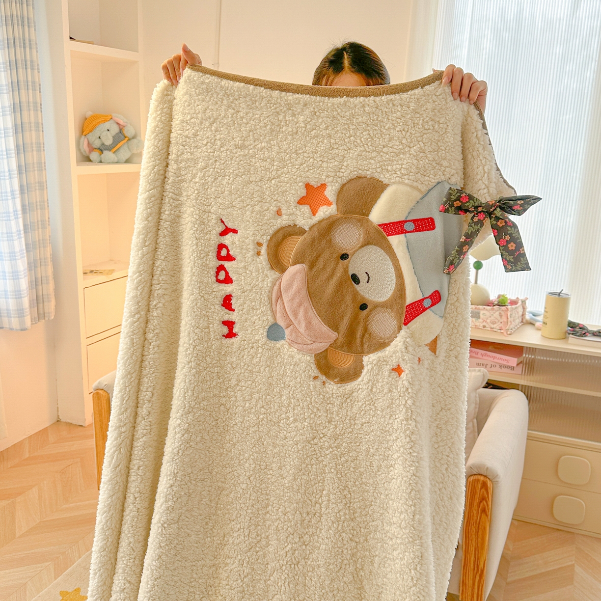 91家纺网 家纺一手货源 找家纺 （总）子钦家纺 2025新款羊羔绒牛奶绒卡通贴布绣多功能盖毯单被套（第二波）