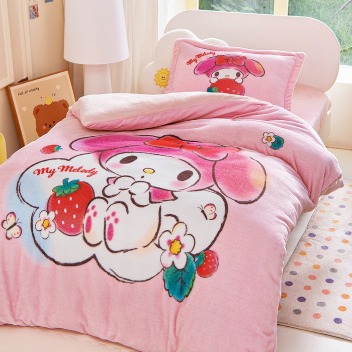 91家纺网 家纺一手货源 找家纺 （总）乐秀家纺 2025新款大版三丽鸥牛奶绒被子六件套