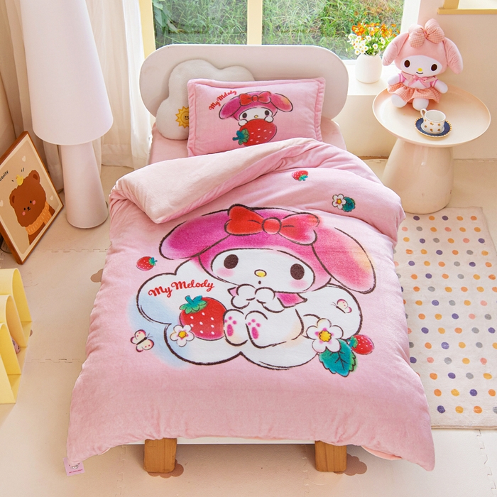 （总）乐秀家纺 2025新款大版三丽鸥牛奶绒被子六件套