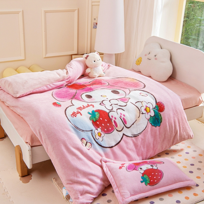 91家纺网 家纺一手货源 找家纺 （总）乐秀家纺 2025新款大版三丽鸥牛奶绒被子六件套