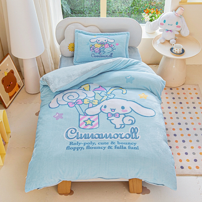 91家纺网 家纺一手货源 找家纺 乐秀家纺 2025新款大版三丽鸥牛奶绒被子六件套 休闲玉桂狗