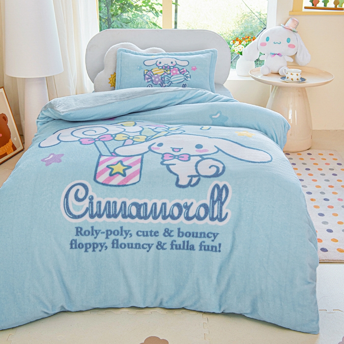 91家纺网 家纺一手货源 找家纺 乐秀家纺 2025新款大版三丽鸥牛奶绒被子六件套 休闲玉桂狗