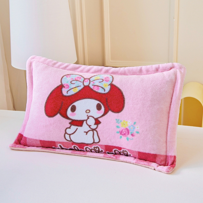 91家纺网 家纺一手货源 找家纺 乐秀家纺 2025新款大版三丽鸥牛奶绒被子六件套 俏皮美乐蒂