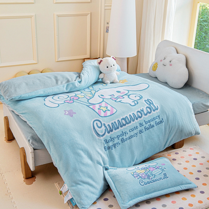 91家纺网 家纺一手货源 找家纺 乐秀家纺 2025新款大版三丽鸥牛奶绒被子六件套 休闲玉桂狗