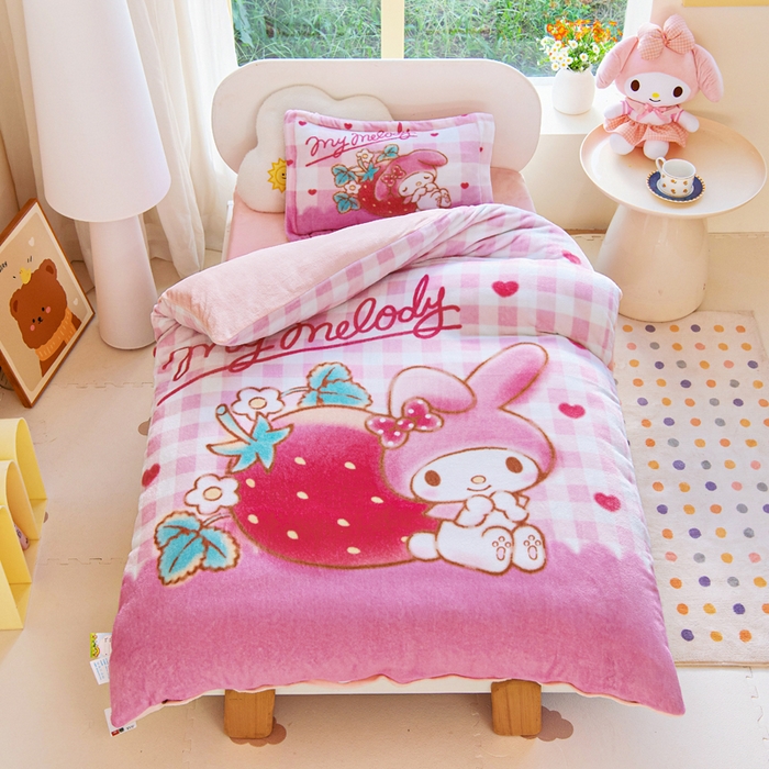 乐秀家纺 2025新款大版三丽鸥牛奶绒被子六件套 甜心美乐蒂