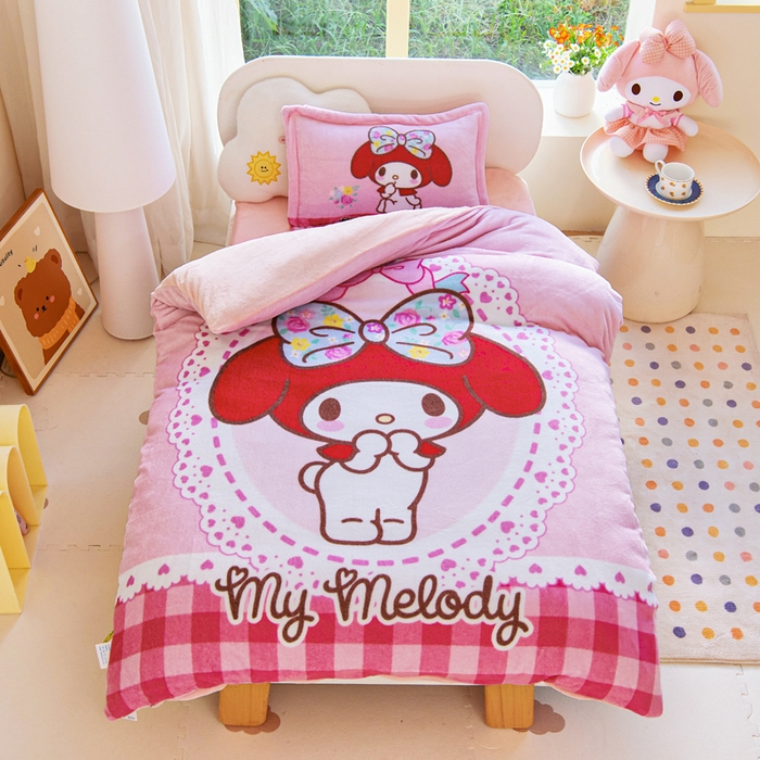 乐秀家纺 2025新款大版三丽鸥牛奶绒被子六件套 俏皮美乐蒂