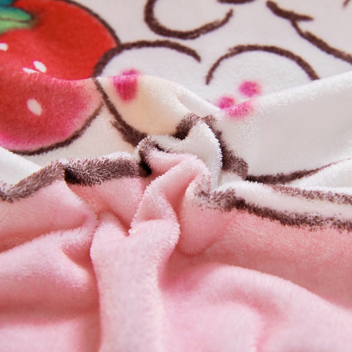 91家纺网 家纺一手货源 找家纺 乐秀家纺 2025新款大版三丽鸥牛奶绒被子六件套 草莓美乐蒂