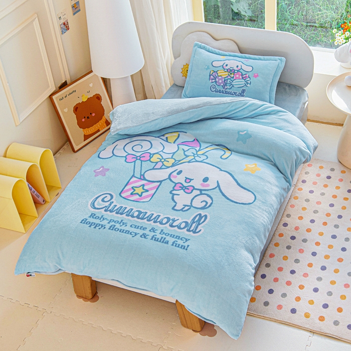 91家纺网 家纺一手货源 找家纺 乐秀家纺 2025新款大版三丽鸥牛奶绒被子六件套 休闲玉桂狗