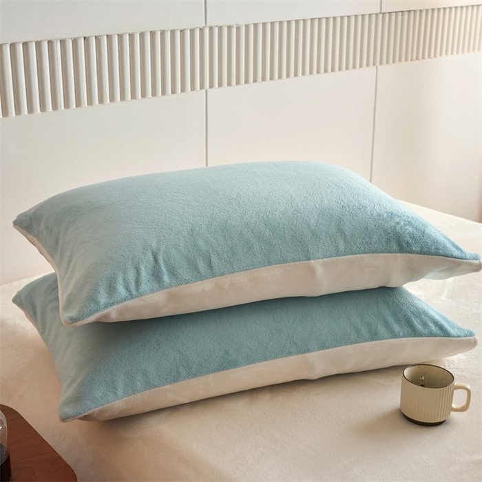 91家纺网 家纺一手货源 找家纺 乐居家纺 2025新款200克重纯色单面绒牛奶绒四件套 浅星蓝+奶昔白