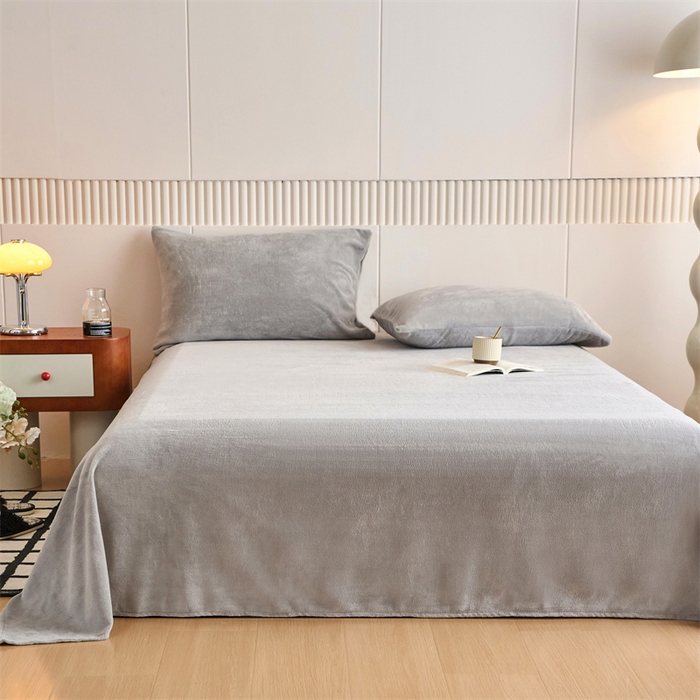 91家纺网 家纺一手货源 找家纺 乐居家纺 2025新款200克重纯色单面绒牛奶绒四件套 绅士灰