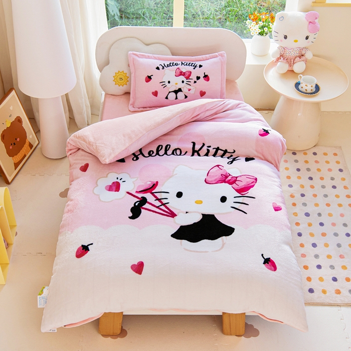 乐秀家纺 2025新款大版三丽鸥牛奶绒被子六件套 奶萌KT