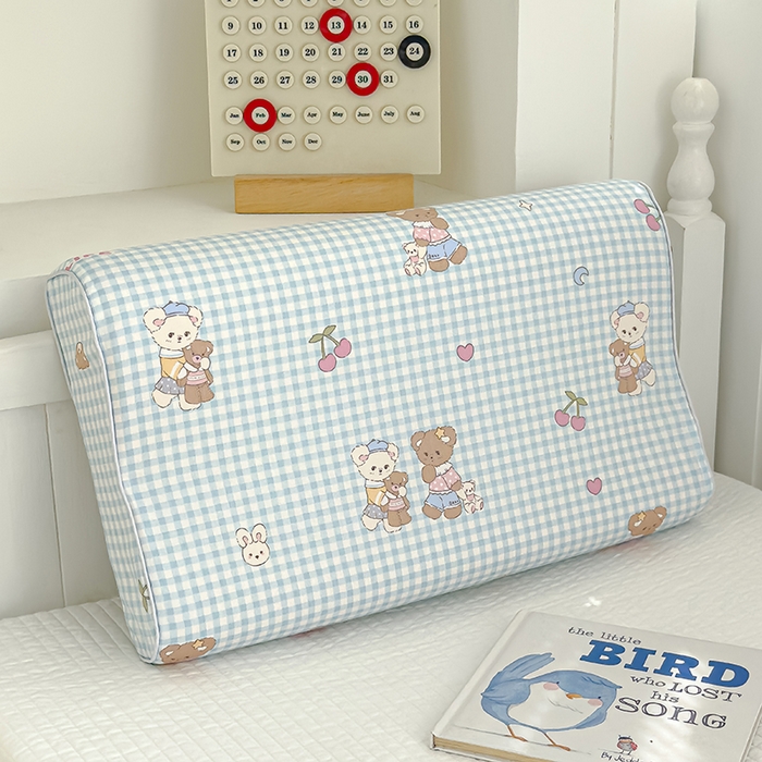 良佐生活 2025新款铂金棉乳胶枕套 达乐园-蓝