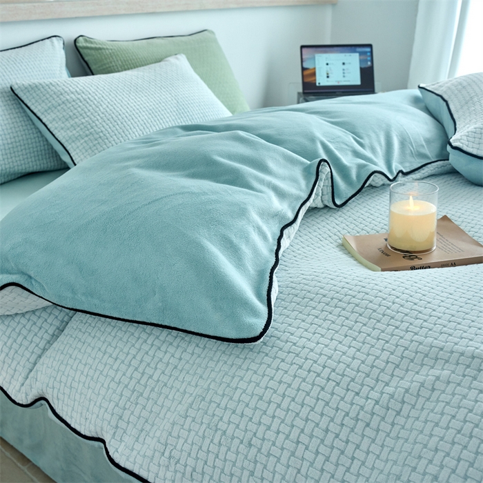 91家纺网 家纺一手货源 找家纺 （总）乐居家纺 2025新款牛奶绒嵌边提花剪花四件套（含买家秀和质检报告）