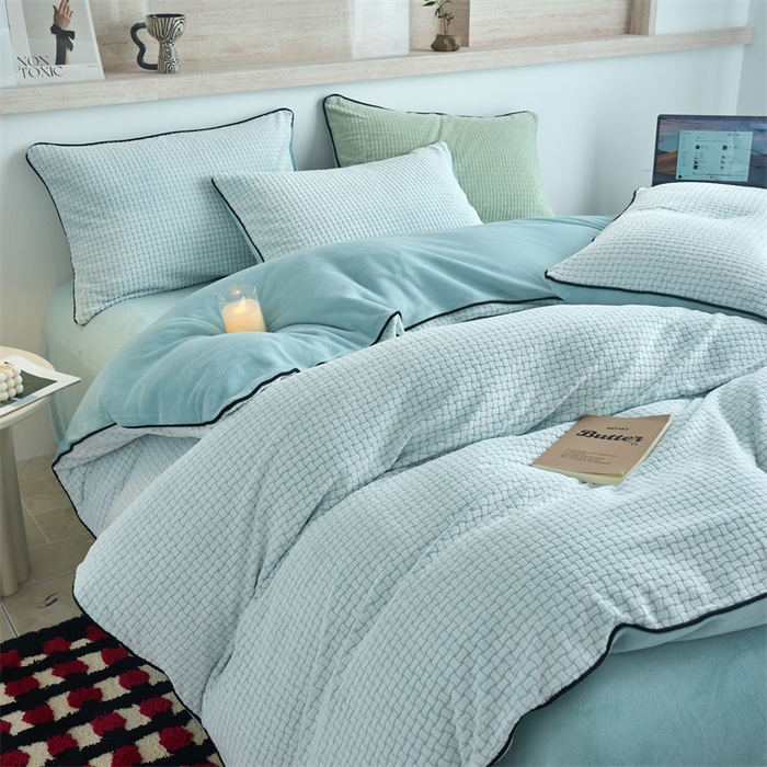 91家纺网 家纺一手货源 找家纺 （总）乐居家纺 2025新款牛奶绒嵌边提花剪花四件套（含买家秀和质检报告）