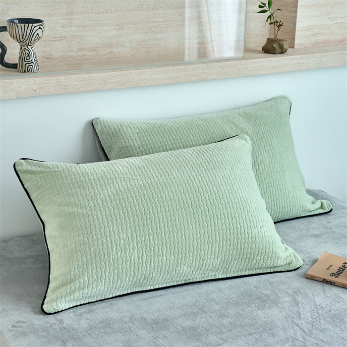 91家纺网 家纺一手货源 找家纺 乐居家纺 2025新款牛奶绒嵌边提花剪花四件套（含买家秀和质检报告） 心链-清新绿