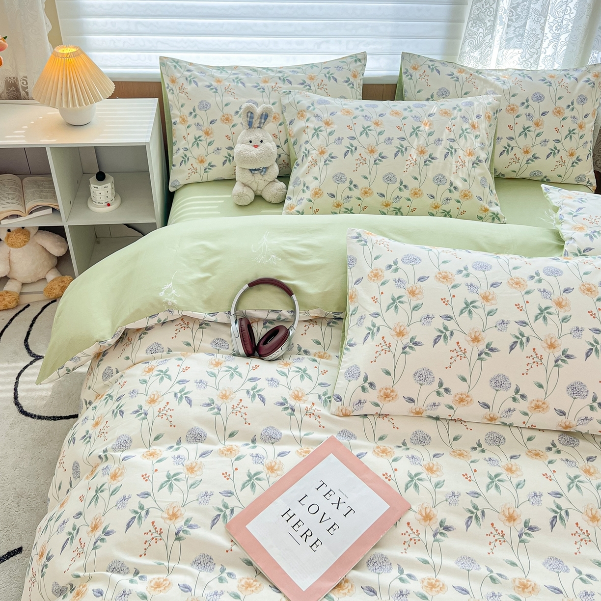 91家纺网 家纺一手货源 找家纺 红馆 2025年全棉12868印花系列四件套 缠枝绣球-蓝