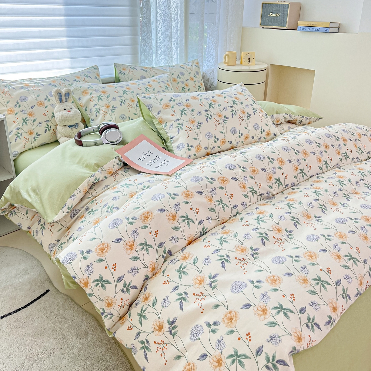 91家纺网 家纺一手货源 找家纺 红馆 2025年全棉12868印花系列四件套 缠枝绣球-蓝