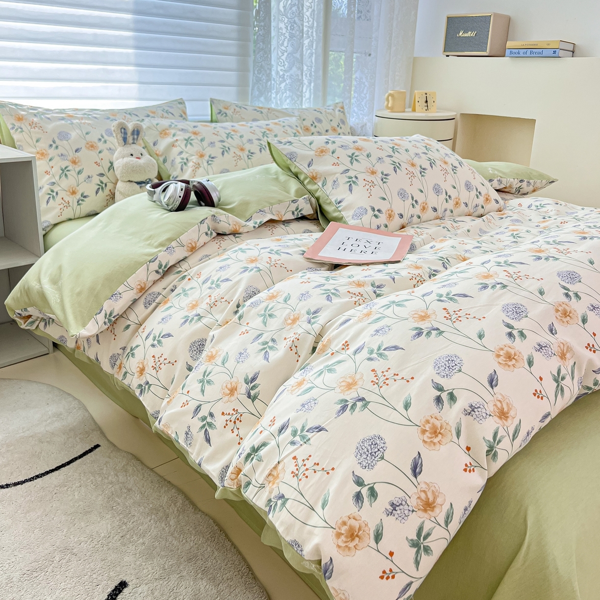 91家纺网 家纺一手货源 找家纺 红馆 2025年全棉12868印花系列四件套 缠枝绣球-蓝