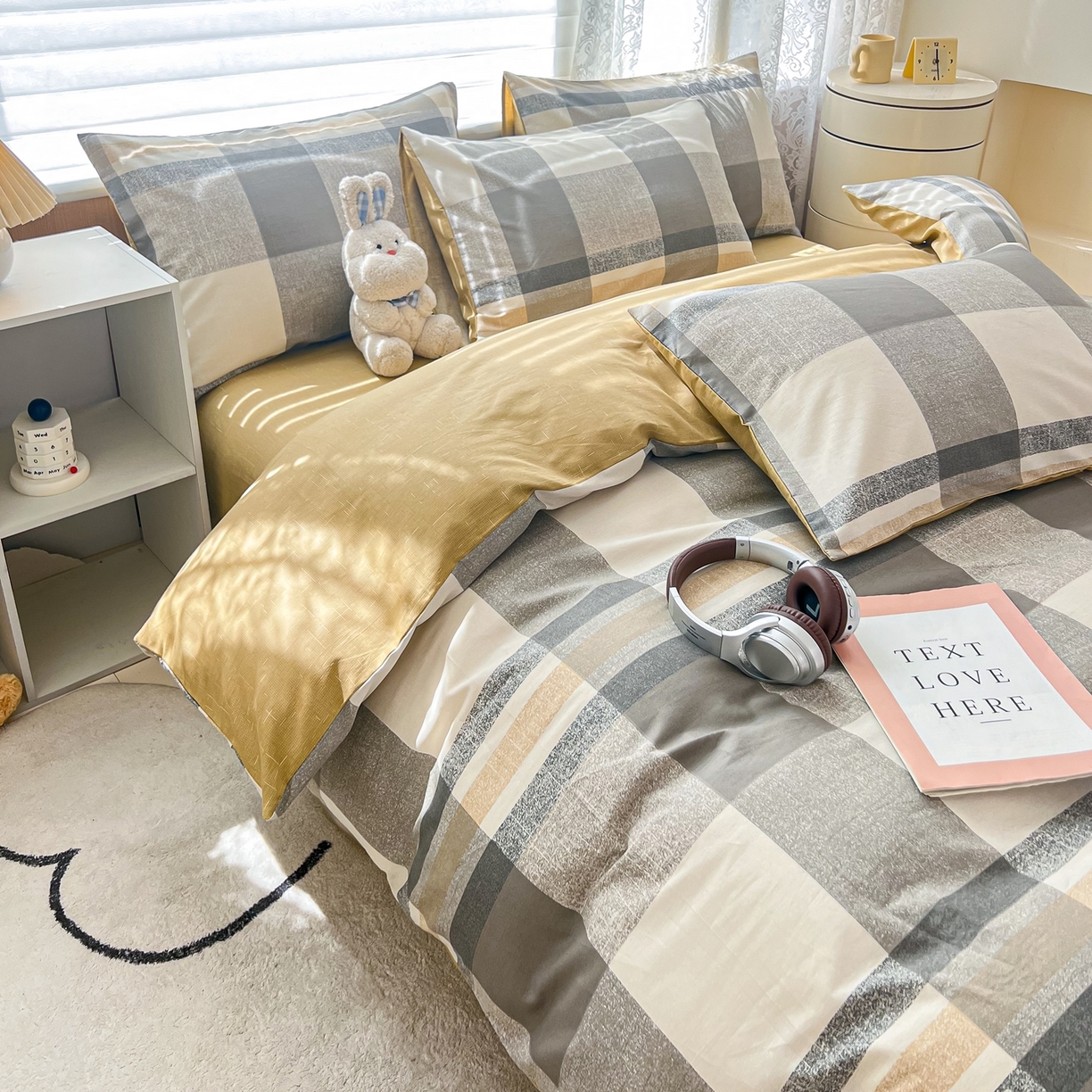 91家纺网 家纺一手货源 找家纺 红馆 2025年全棉12868印花系列四件套 冬日街灯-咖