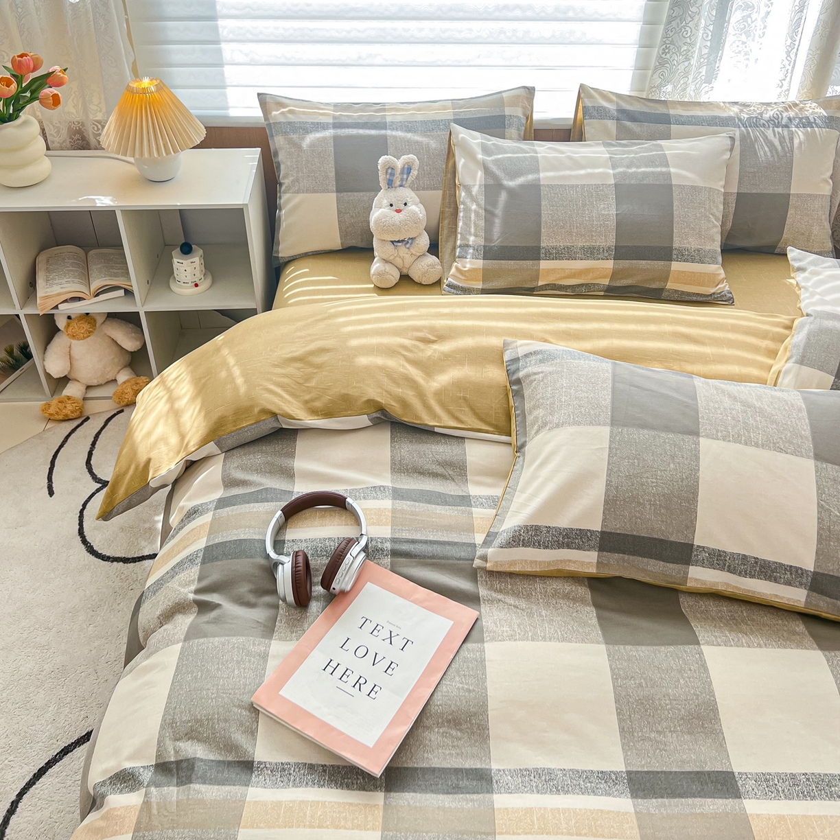 91家纺网 家纺一手货源 找家纺 红馆 2025年全棉12868印花系列四件套 冬日街灯-咖