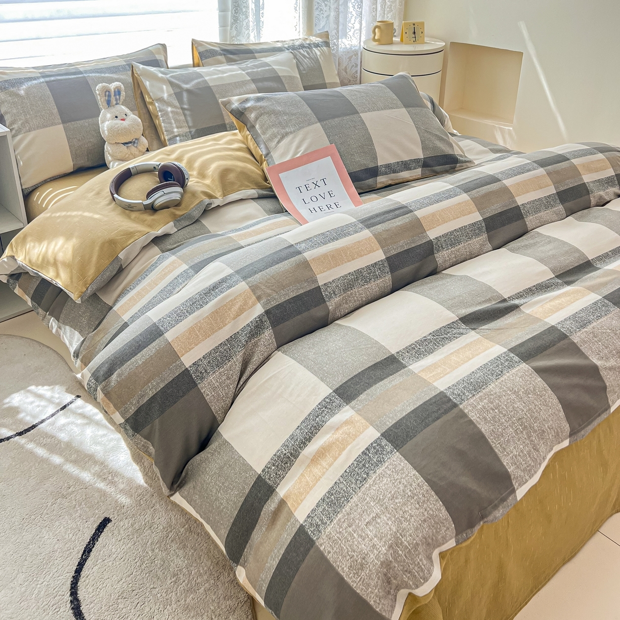 91家纺网 家纺一手货源 找家纺 红馆 2025年全棉12868印花系列四件套 冬日街灯-咖