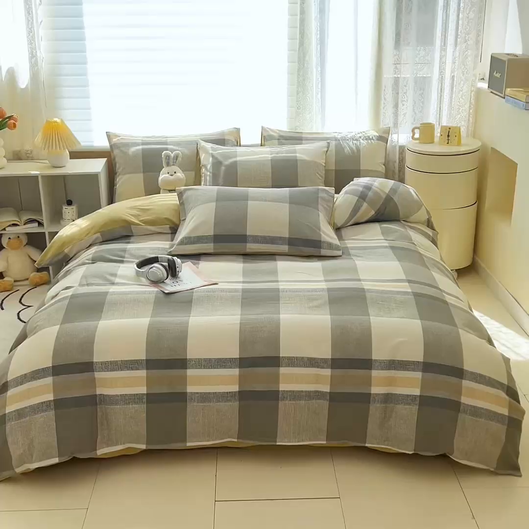 91家纺网 家纺一手货源 找家纺 红馆 2025年全棉12868印花系列四件套 冬日街灯-咖