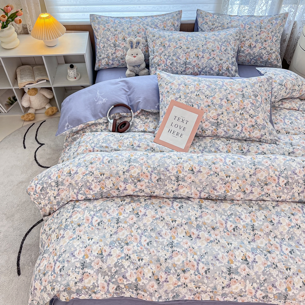 91家纺网 家纺一手货源 找家纺 红馆 2025年全棉12868印花系列四件套 繁园