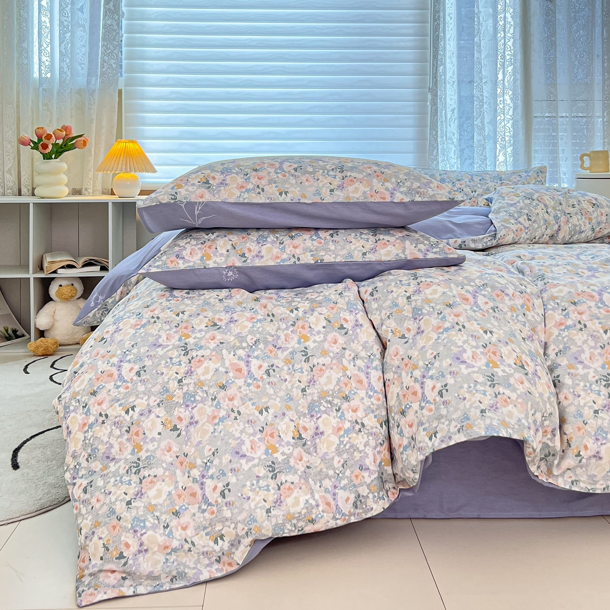 91家纺网 家纺一手货源 找家纺 红馆 2025年全棉12868印花系列四件套 繁园