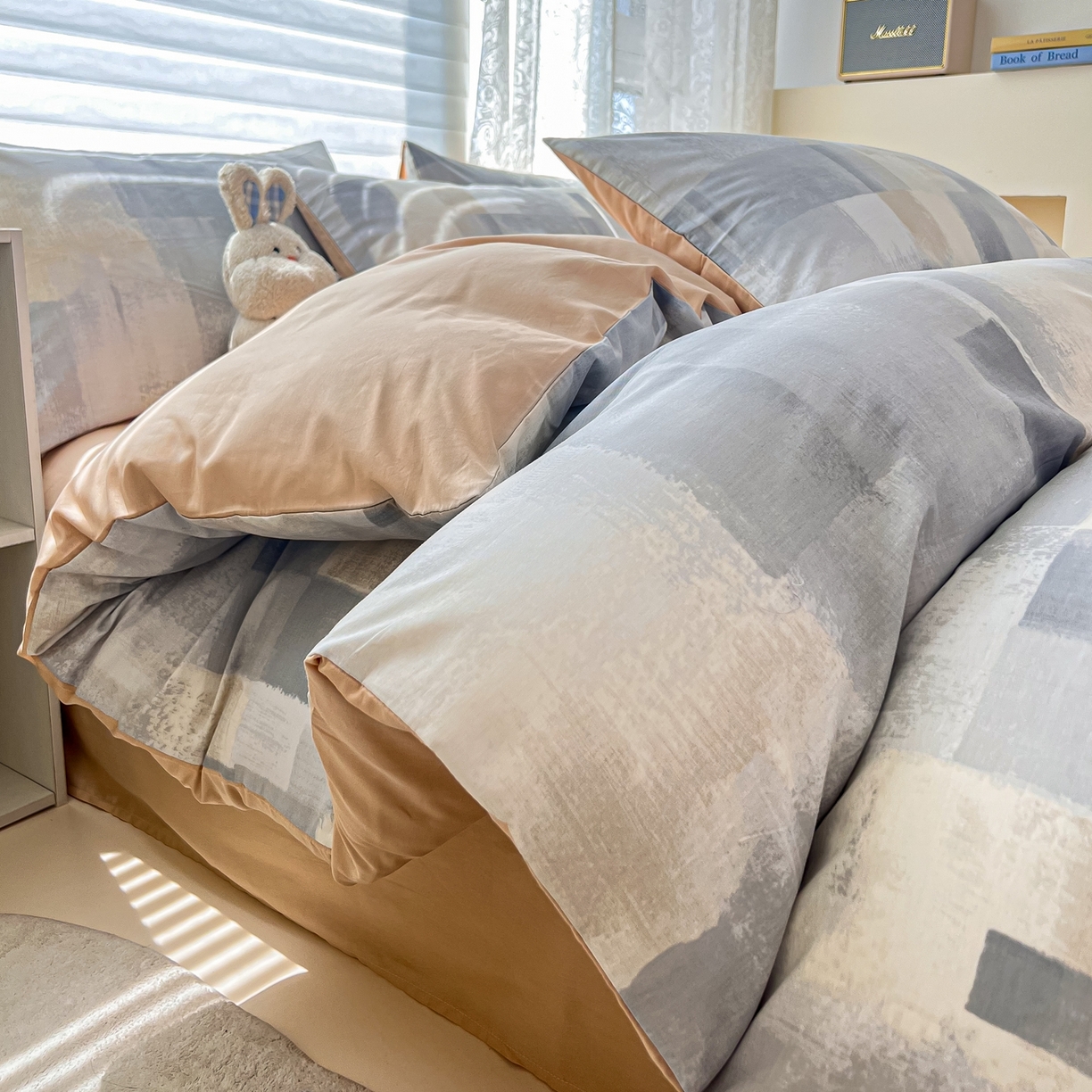 91家纺网 家纺一手货源 找家纺 红馆 2025年全棉12868印花系列四件套 简朴咖