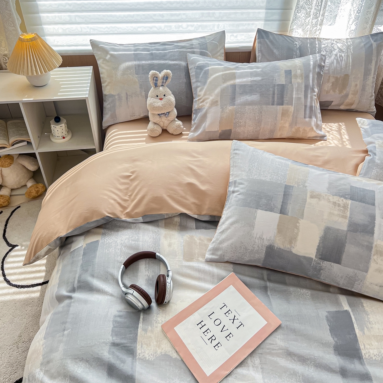 91家纺网 家纺一手货源 找家纺 红馆 2025年全棉12868印花系列四件套 简朴咖